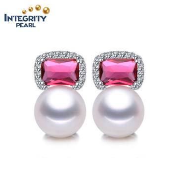 8-9mm AAA Freshwater Pearl Earring White Button Pearl Earring